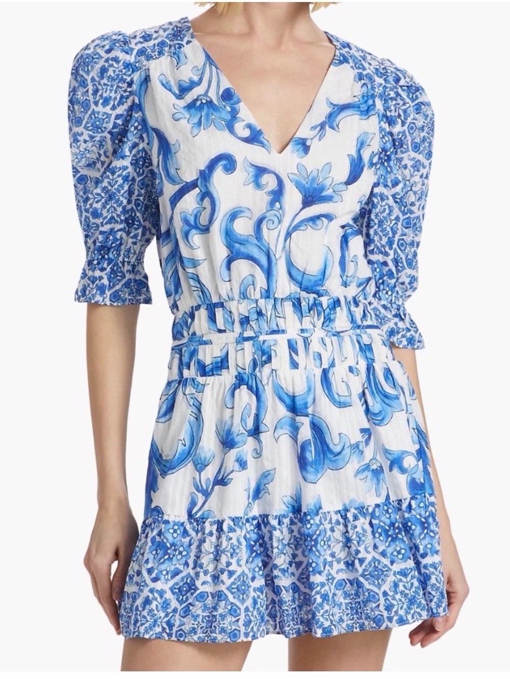 Ramy Brook Susan V-Neck Smocked Mini Dress